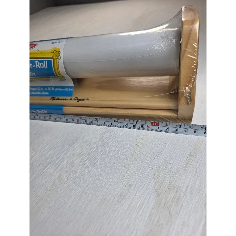 Melissa & Doug Tabletop Paper Roll Dispenser Art Essentials Wooden Base New